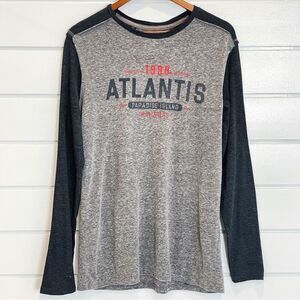 Atlantis Paradise Island Camp David Long Sleeve Raglan Baseball Tee Shirt Medium